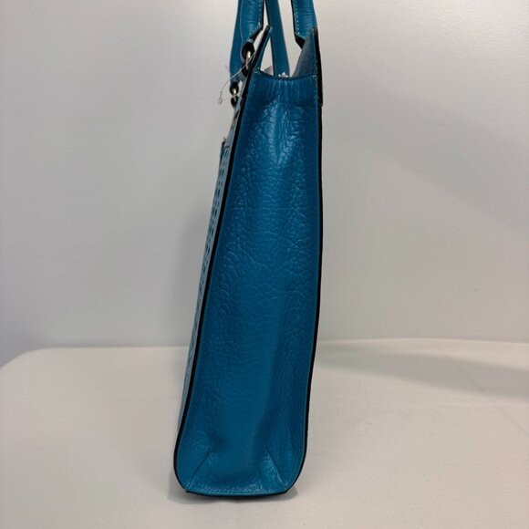 NWT Kate Spade Teal Perforated Leather Tote Bag With Zip Closure & Dual Handles - Picture 11 of 16